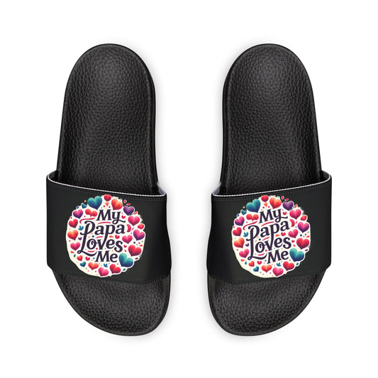 My Papa Loves Me Slide Sandals (Black)