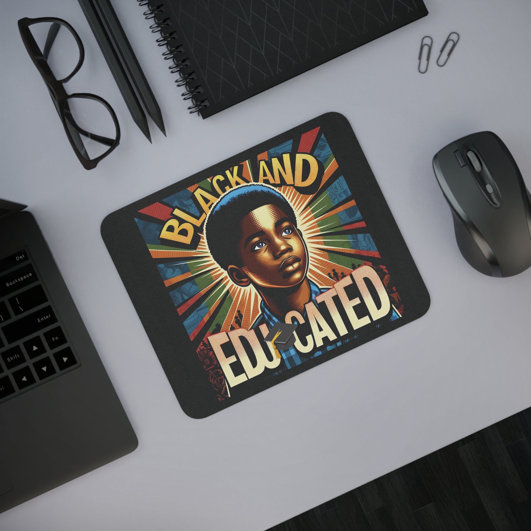 Black & Educated Desk Mouse Pad
