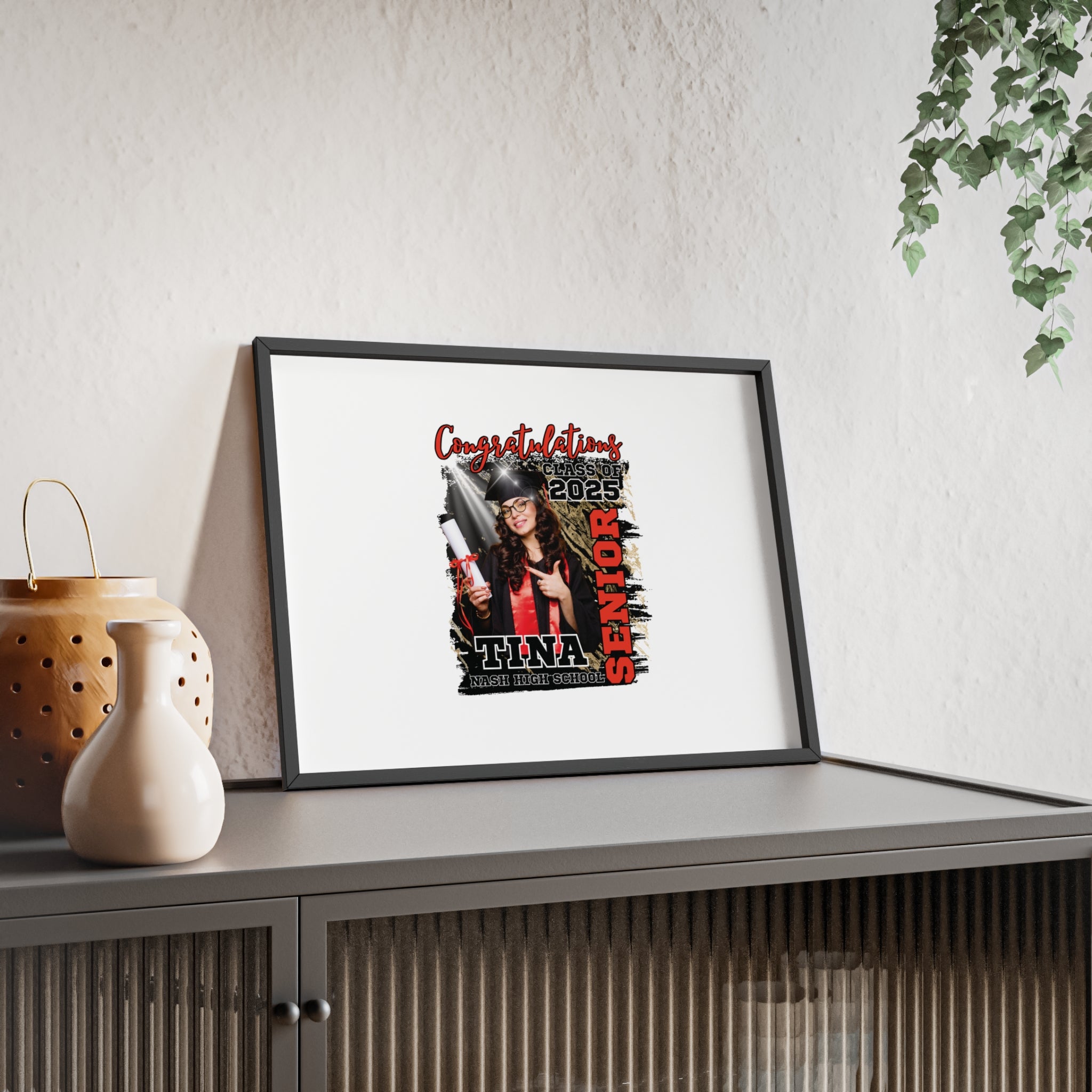 Kindergarten Graduate 2025 Poster with Wooden Frame - Colorful Graduation Decor for Kids