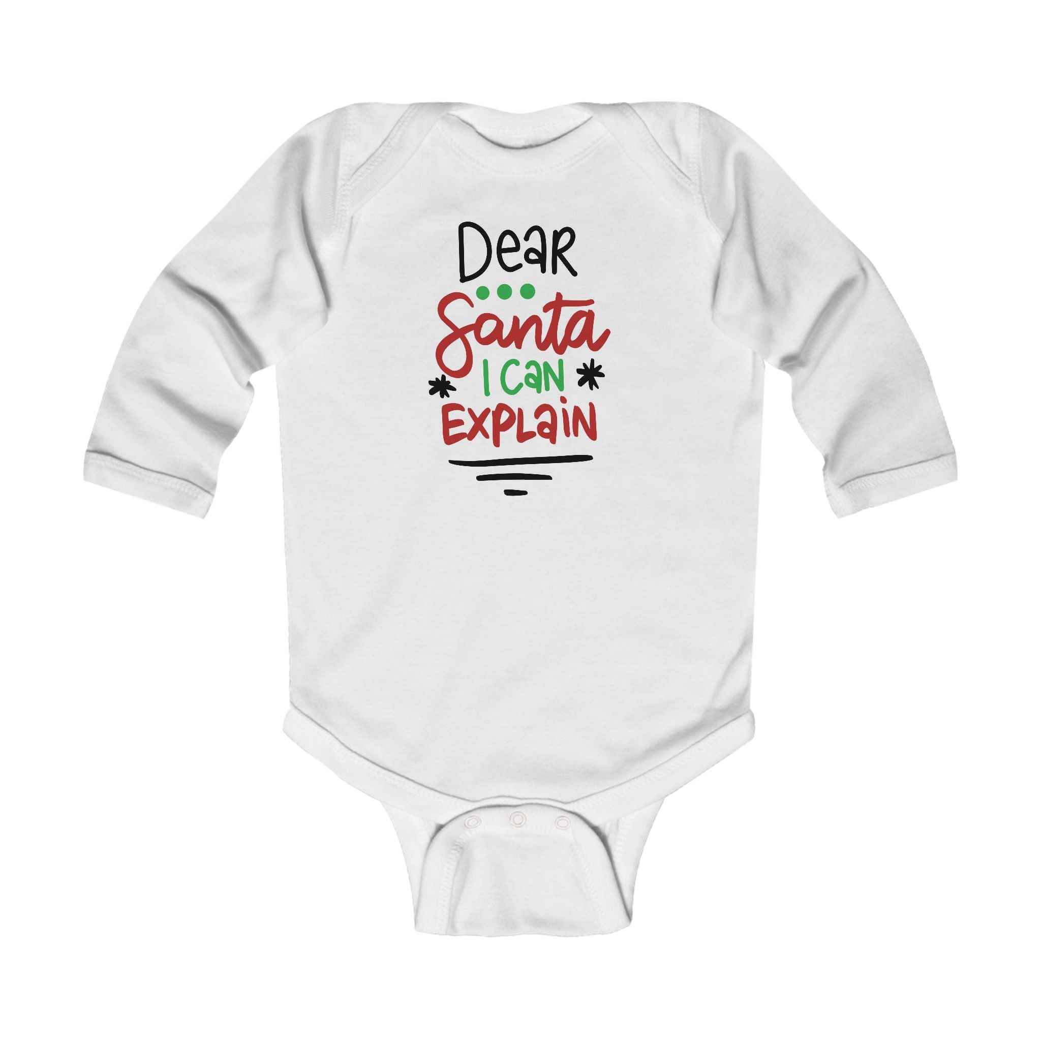 "Dear Santa I Can Explain" Long Sleeve Bodysuit
