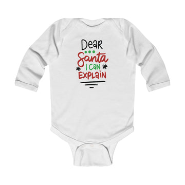 "Dear Santa I Can Explain" Long Sleeve Bodysuit