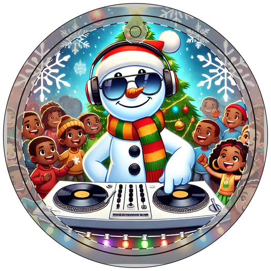 Frosty the DJ's Crystal Glass Ornament