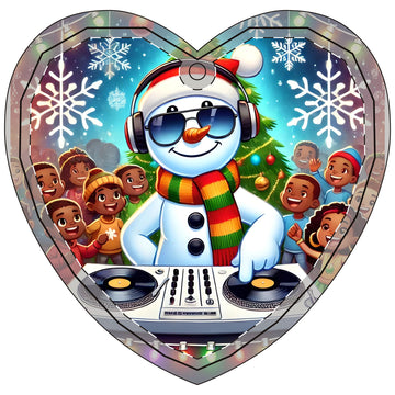 Frosty the DJ's Crystal Glass Ornament