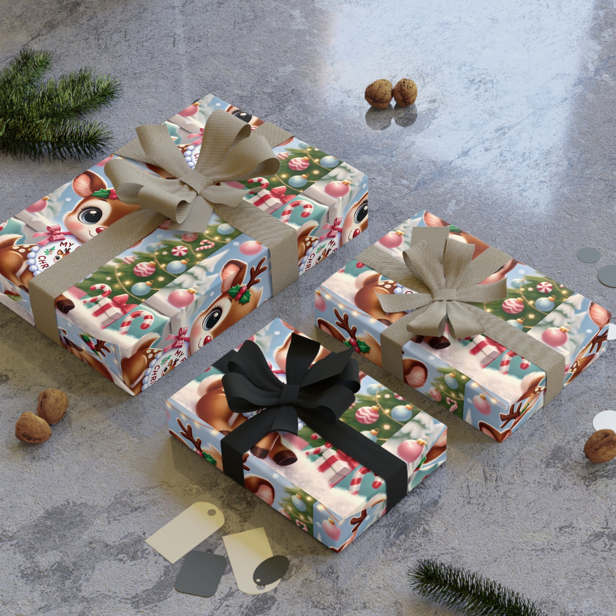 My First Christmas Greetings Gift Wrapping Paper Rolls, 1pc
