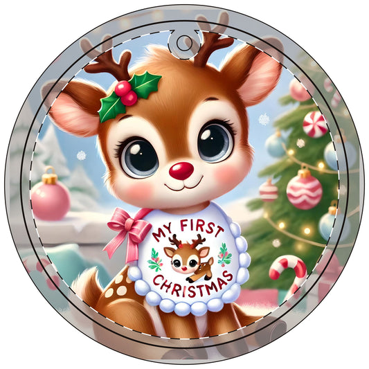 My First Christmas Crystal Glass Ornament